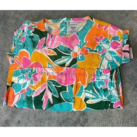 Carter's Tropical Jersey Romper For Summer Baby Girl Size 18 Months - Picture 9 of 9